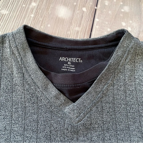 Architect Men’s Layered-Look Gray Sweater Long Sleeves - Picture 5 of 8